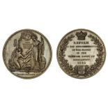 Reform Bill, 1832, copper medal, by B. Wyon, Liberty kneeling, presenting bill to Britannia sta...