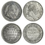 George III (1760-1820), Three-Shillings Bank Token, 1812 (2), laureate, draped and cuirassed bu...