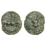 Italy, Apulia, Luceria (c. 217-212 BC), Æ Quatrunx, 29.51g, 28mm, thunderbolt, rev. club, l bel...