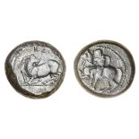 Cilicia (c. 400-300 BC), AR Stater, 10.78g, nude rider seated sideways on horse left, rev. goat...