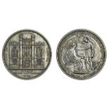 City of London School, 1834, silver medal, by B. Wyon, Façade of the school building, rev. Know...