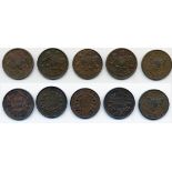 India, East India Company, William IV (1830-37), AE Half-Annas (5), 1834, Bombay, small letters...