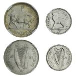 Irish Free State (1922-37), Shilling, 1931, bull butting right, rev. harp of Erin dividing date...