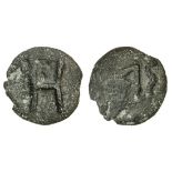 Italy, Picenum, Hatria (c. 268-225 BC), Æ Semuncia, 12.4g, 25mm, large h, rev. a (Vecchi, ICC 2...