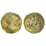 Gallo-Belgic, Ambiani, uninscribed coinage (c. 60-50 BC), gold Stater, 6.34g, Series E, uniface...