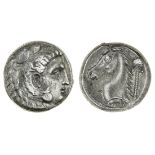 Siculo-Punic issues (c. 320-280 BC), AR Tetradrachm, 16.59g, Herakles right, wearing lion headd...