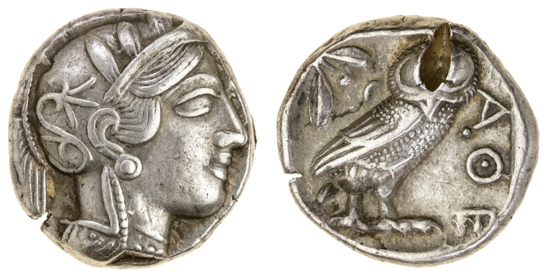 Attica, Athens (c. 420-404 BC), AR Tetradrachm, 17.12g, helmeted head of Athena right, rev. aoe...