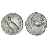 Sicily, Akragas (c. 495-480/78 BC), AR Didrachm, 8.58g, sea-eagle standing left, akra-gantos in...