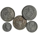 British East India Company, Penang, AE uniface Pice, undated (1796), AE Cents (2), 1810, 1828...