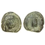 Italy, Apulia, Luceria (c. 225-217 BC), Æ Uncia, 54.2g, 32mm, frog, rev. corn-ear; in field (V...