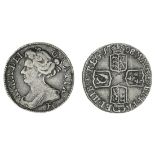 Anne (1702-14), post-Union, Sixpence, 1708, Edinburgh, second laureate and draped bust left, e*...