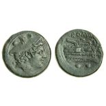 Roman Republic, Rome (c. 217-215 BC), Æ Sextans, 23.11g, 30mm, head of Mercury right, wearing w...