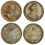 Charles I (1625-49), Death, 1649, AE medal, by J. Roettier, bust right, rev. hand issuing from...