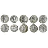 2nd-3rd Century Denarii, Rome (5), Antoninus Pius, AD 151-52, rev., cos iiii, Annona standing r...