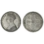 Victoria (1837-1901), 'Godless' Florin, 1849 ww, Gothic bust left, rev. crowned shields crucifo...