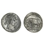 Q. Caecilius Metellus Pius (81 BC), AR Denarius, 3.44g, Rome, diademed head of Pietas right, st...