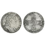 William III (1694-1702), Halfcrown, 1697 nono, Chester, first laureate and draped bust right, c...