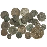 India, States, miscellaneous AE coins (25), including issues of Kalat (2), Jaipur, Nazarana Pai...