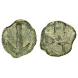 Italy, Picenum, Hatria (c. 268-225 BC), AE Uncia, 28.3g, 31mm, anchor, rev. pellet, hat around...