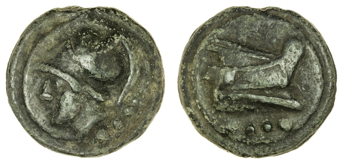 Roman Republic, Rome (c. 225-217 BC), Æ Triens, 102g, 46.7mm, helmeted head of Minerva left, re...