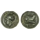Roman Republic, Rome (c. 225-217 BC), Æ Triens, 102g, 46.7mm, helmeted head of Minerva left, re...