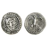 Atrebates and Regni, Epaticcus (c. AD 20-40), silver Unit, 1.31g, Herculean bust right, rev. ea...