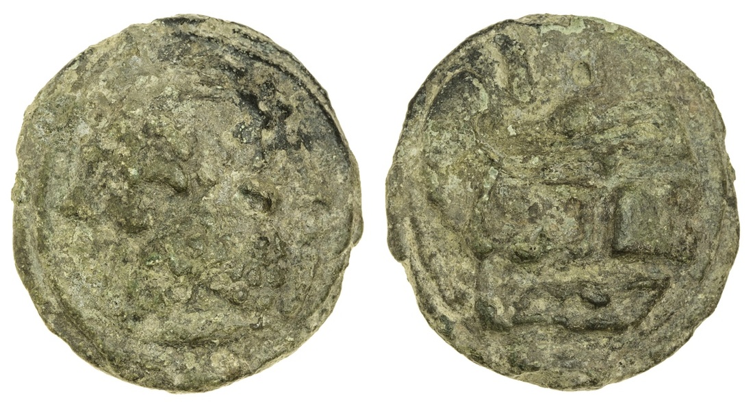 Roman Republic, Rome (c. 217-215 BC), As, 112.57g, 54.5mm, laureate and bearded head of Janus,...