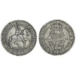 Charles I (1625-49), Pattern Halfcrown, 1628, by Nicholas Briot, 15.27g, armoured King on horse...