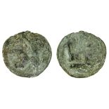 Roman Republic, Rome (c. 215-212 BC), Æ Semis, 45.5g, 32mm, laureate head of Saturn left, S be...