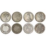 Victoria (1837-1901), Shillings (4), type A6, 1874, die number 53 (S.3906A); type A7, 1883 (S.3...