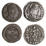 Late Roman Siliquae (2), Julian II (360-363), 1.97g, Lugdunum, rev. vot v mvlt x in wreath, lvg...