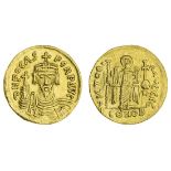 Phocas (602-610), AV Solidus, 4.33g, Constantinople, officina g, crowned, bearded and draped bu...