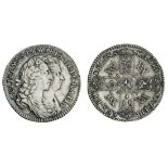 William and Mary (1689-94), Sixpence, 1693, conjoined laureate busts right, rev. crowned shield...