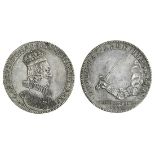 Charles I, Coronation, 1626, in silver, by N. Briot, crowned and draped bust right, engraver's...