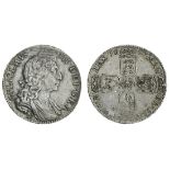 William III (1694-1702), Halfcrown, 1697 nono, Norwich, first laureate and draped bust right, n...