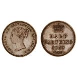 Victoria (1837-1901), Proof Half-Farthing, 1839, in bronzed copper, young head left, rev. en mé...