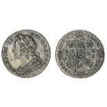 George II (1727-60), Sixpence, 1728, young laureate, draped and cuirassed bust left, rev. crown...