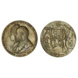 Edward VII and Alexandra, Visit to the City of London, 1902, copper medal, by Searle & Co., con...