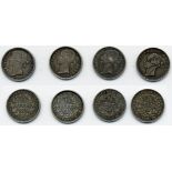 India, East India Company, Victoria (1837-1901), Quarter-Rupees (4), 1840, continous legend, Ma...