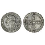 James II (1685-88), Sixpence, 1687 over 6, laureate and draped bust left, rev. crowned shields...