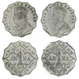 British India, George V (1911-36), Cu.Ni. Annas (2), 1915, 1916, both Bombay (S & W 8.283, 8.28...