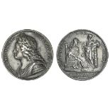 George II, Coronation, 1727, in silver, by J. Croker, laureate, armoured and draped bust left,...