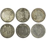 Victoria (1837-1901), Halfcrowns (3), 1874, young head left, rev. crowned shield in wreath (S.3...