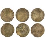 British India, Victoria (1837-1901), AE Quarter-Annas (3), 1893, 1897, 1900, all Calcutta (S &...