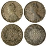 British India, Victoria (1837-1901), AE Half-Annas (2), 1862, Bombay, A / I, 1862, Madras, A /...