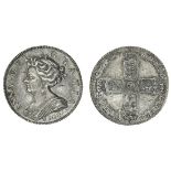 Anne (1702-14), pre-Union, Shilling, 1703, second laureate and draped bust left, vigo below, re...