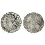 Anne (1702-14), pre-Union, Sixpence, 1705, laureate and draped bust left, rev. crowned shields...