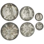 Victoria (1837-1901), large silver coins of 1887 (3), Double-Florin, 'arabic 1'; also, Florin,...