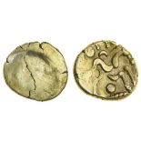 Gallo-Belgic, Ambiani, uninscribed coinage (c. 60-50 BC), gold Stater, 5.64g, Series E, uniface...