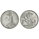 Victoria (1837-1901), Crown, 1890, 'Jubilee' bust left, rev. St George and Dragon (S.3921), pos...